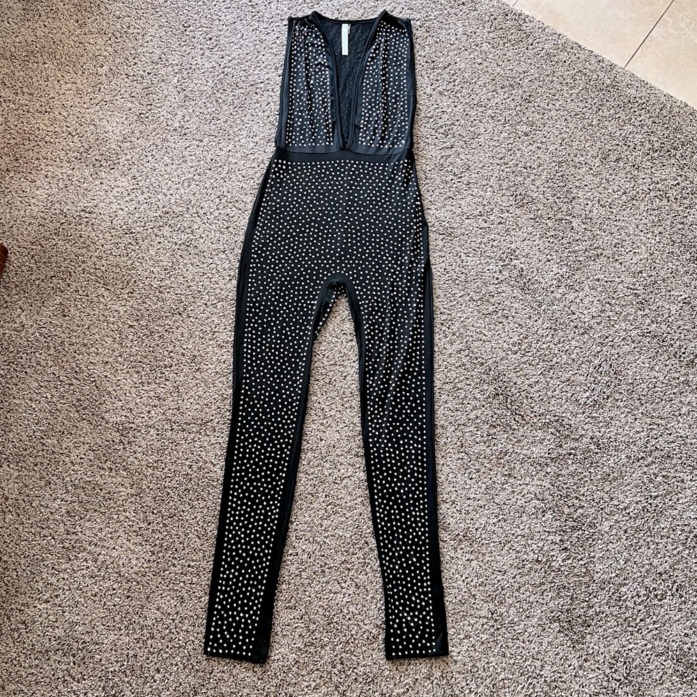 Black jumpsuit with silver rhinestones all over, size small